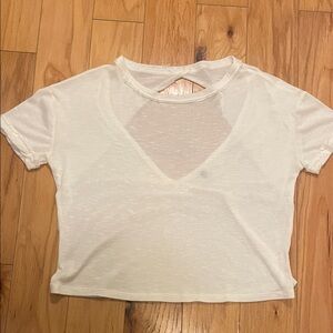 Buckle Cream Crop Top with V-Neck